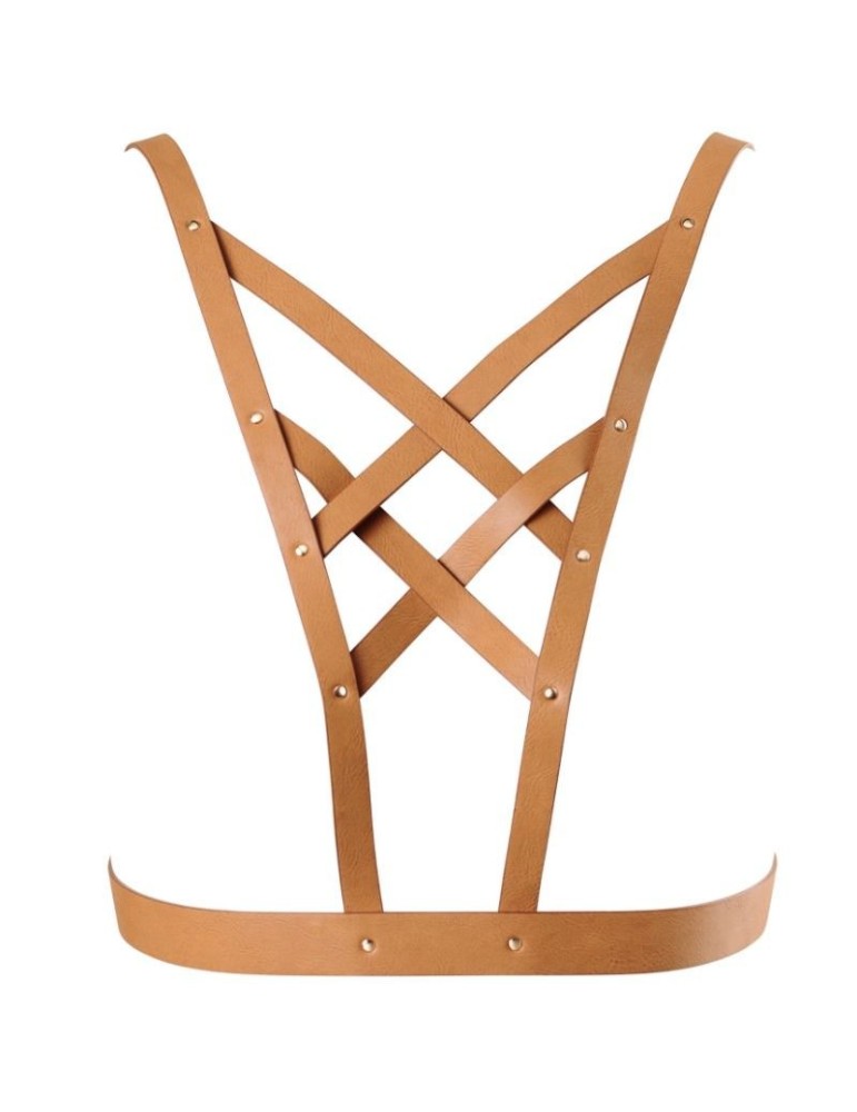 harnais croix labyrinthe bijoux indiscrets avec décolleté - marron