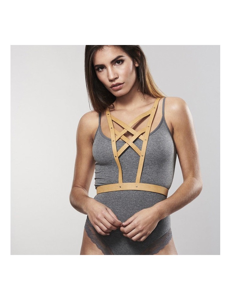 harnais croix labyrinthe bijoux indiscrets avec décolleté - marron_3