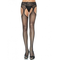 collants leg avenue effet jarretière noir avec dentelle à la taille