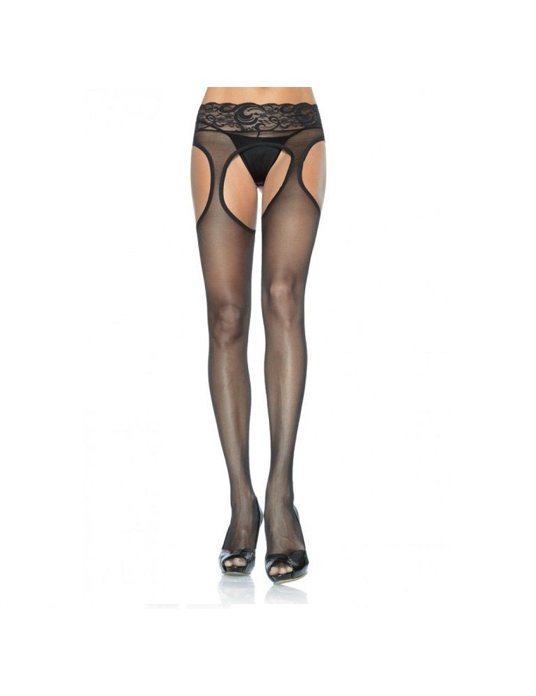 leg avenue collants effet jarretière noir avec dentelle à la taille plus