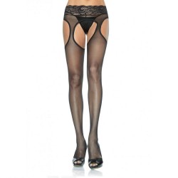leg avenue collants effet jarretière noir avec dentelle à la taille plus