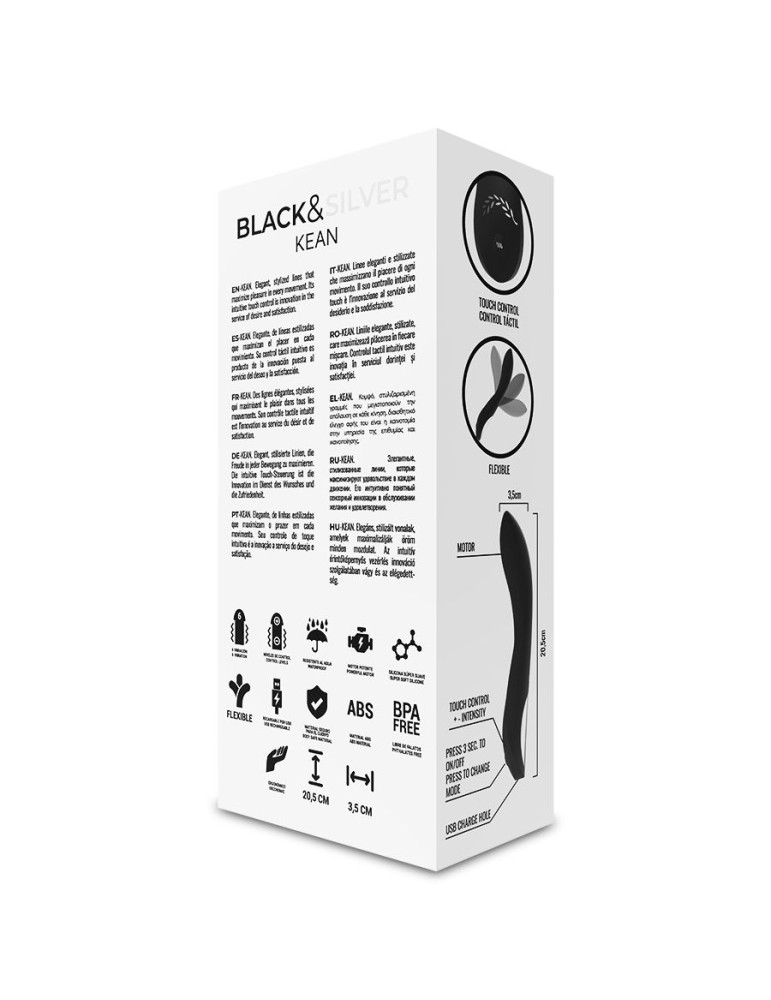 contrôle tactile de vibromasseur noir et argent kean_10