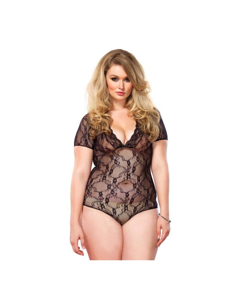 leg avenue dentelle florale teddy noir grande taille