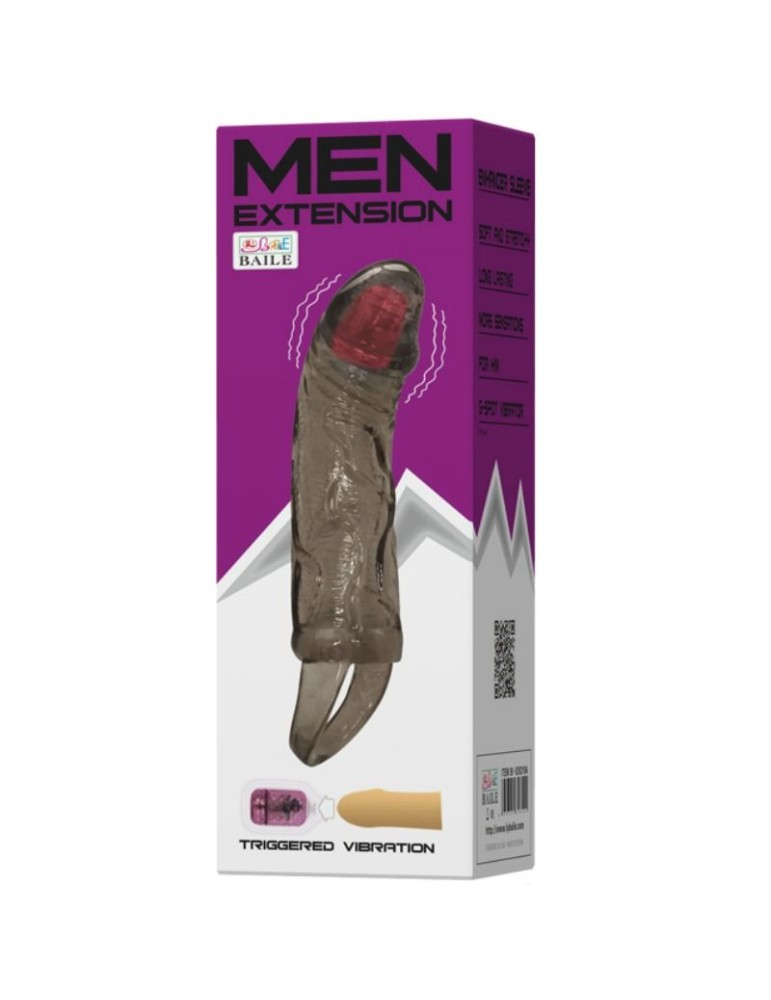 manchon d'extension de pénis baile avec vibration et sangle pour testicules 13,5 cm_2