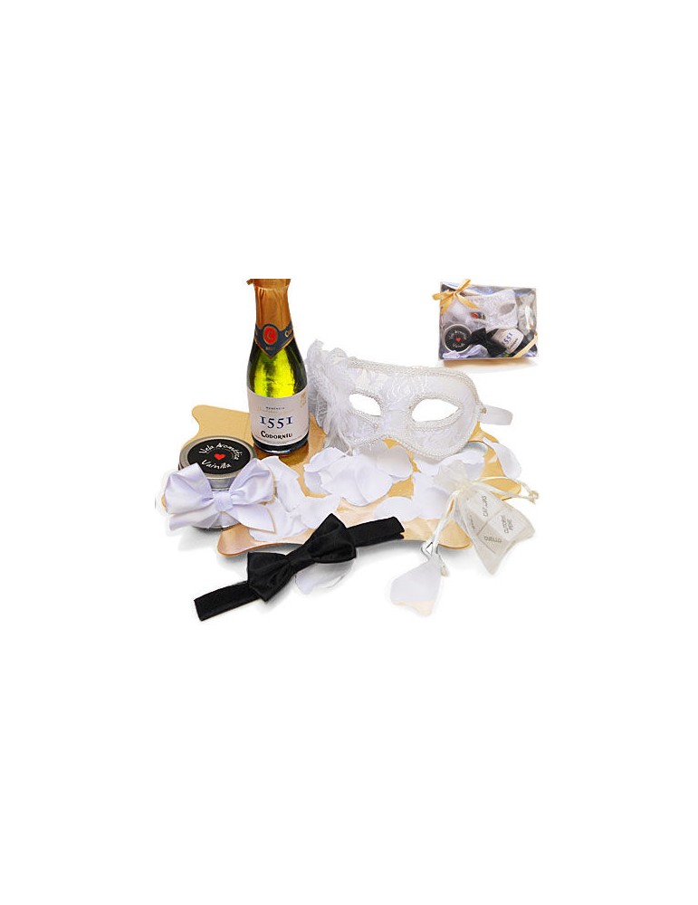kit érotique masque vénitien blanc