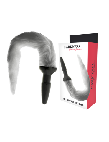 plug anal en silicone obscurité avec queue grise