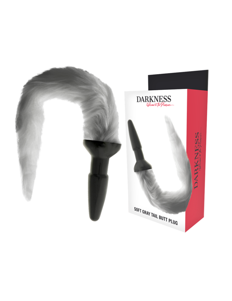 plug anal en silicone obscurité avec queue grise