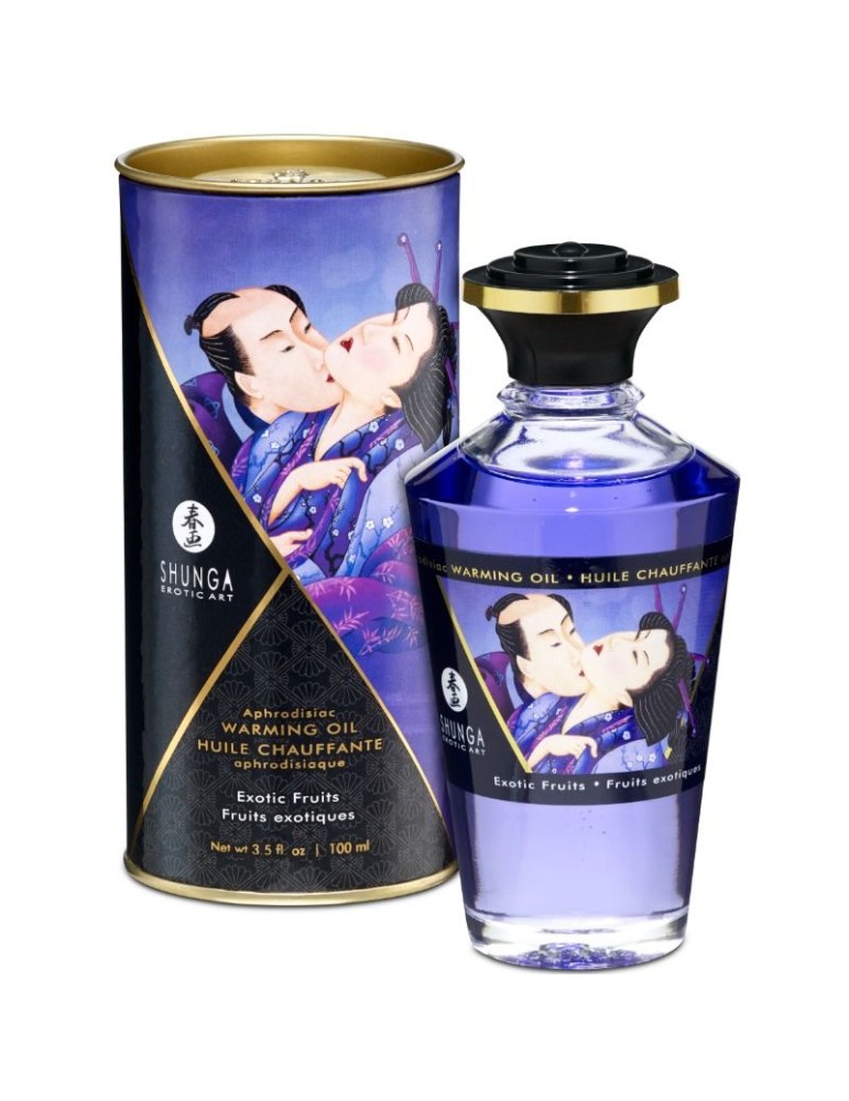 huile de shunga massage effet chaleur arôme fruits exotiques 100 ml