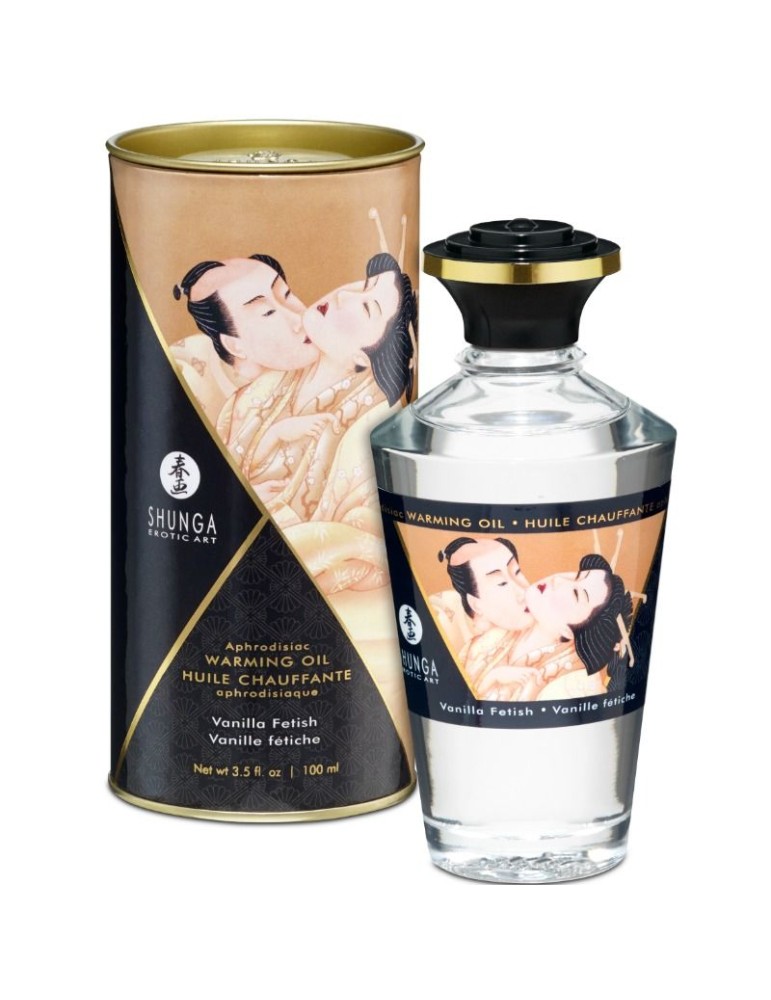 shunga huile de massage effet chaleur vanille saveur fétiche 100 ml