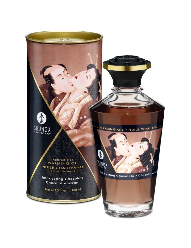huile de shunga massage effet chaleur saveur intense chocolat 100 ml