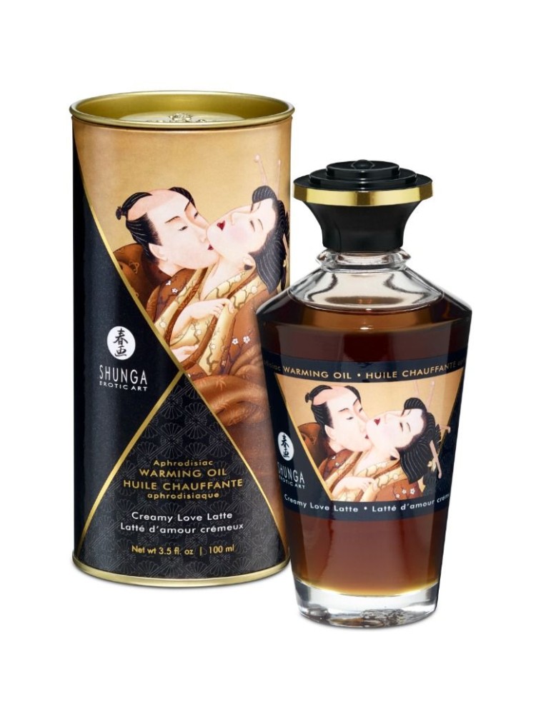 huile de massage shunga effet de chaleur arôme de latte d'amour crémeux 100 ml