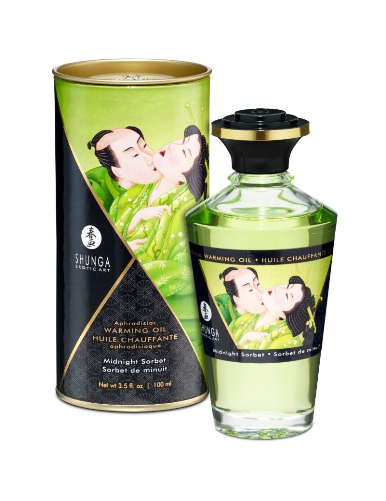 huile de shunga massage effet chaleur arôme sorbet de minuit 100 ml