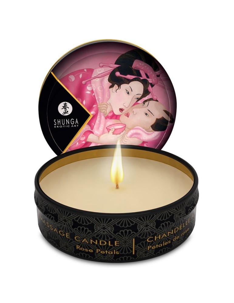 bougie de massage shunga mini caress by candelight rose 30ml