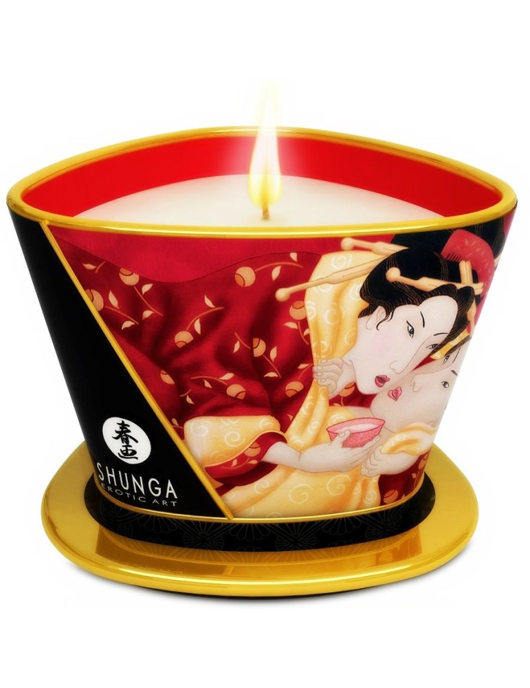shunga mini caress by candelight bougie de massage fraise et vin 170ml
