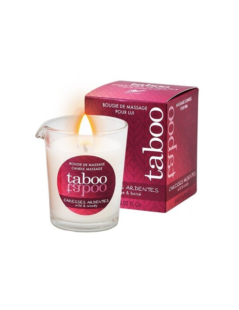bougie de massage tabou pour lui caresses brûlantes parfum de fougère