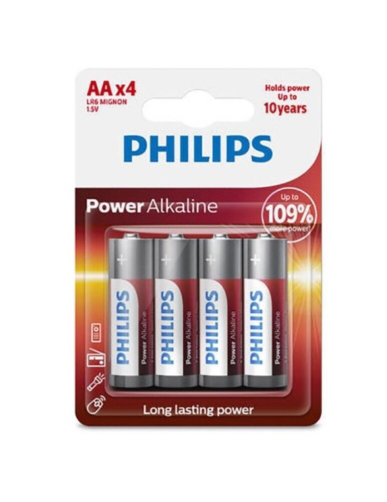 pile alcaline philips power aa lr6 blister * 4