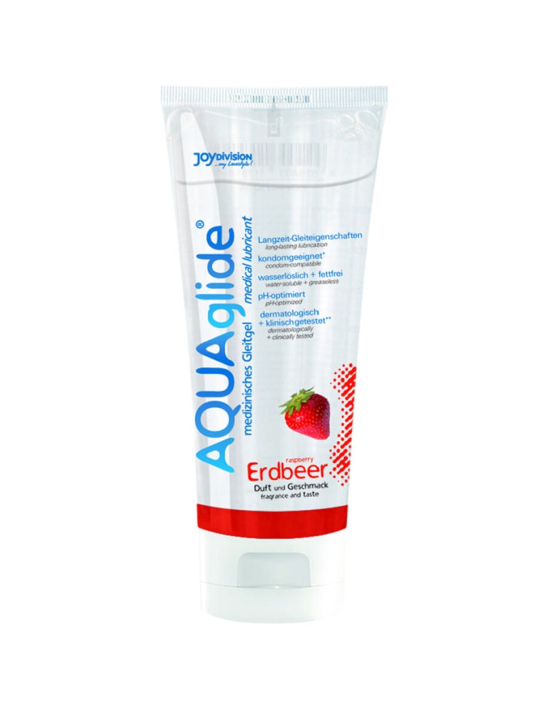 lubrifiant à saveur de fraise aquaglide 100 ml.