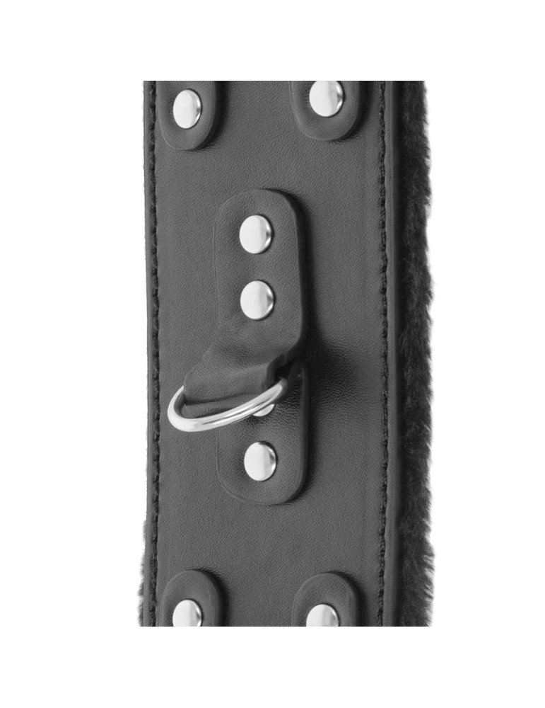 menottes en cuir noir avec doublure réglable noir_3