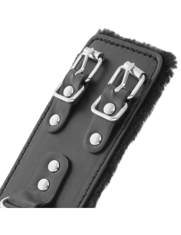 menottes en cuir noir avec doublure réglable noir_4