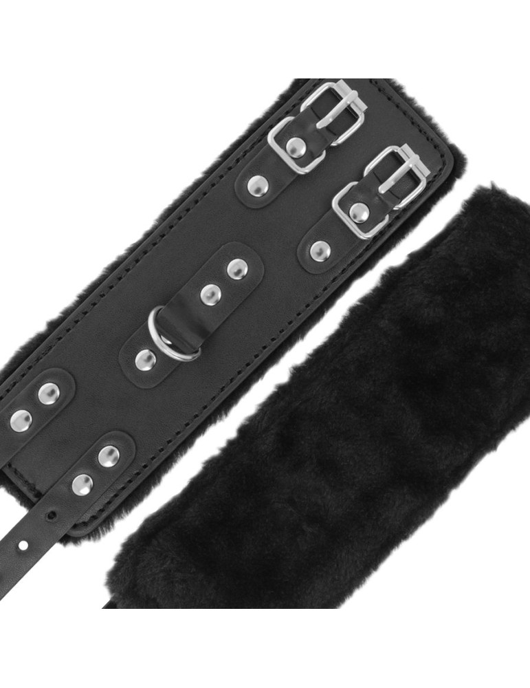 menottes en cuir noir avec doublure réglable noir_5