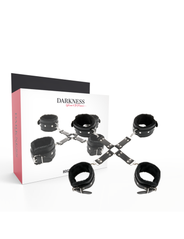 menottes pour les mains et les pieds en cuir noir noir