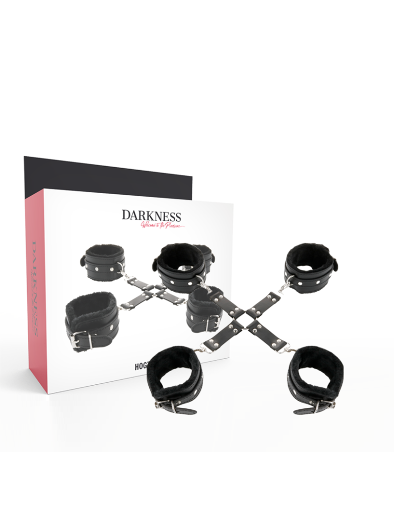 menottes pour les mains et les pieds en cuir noir noir