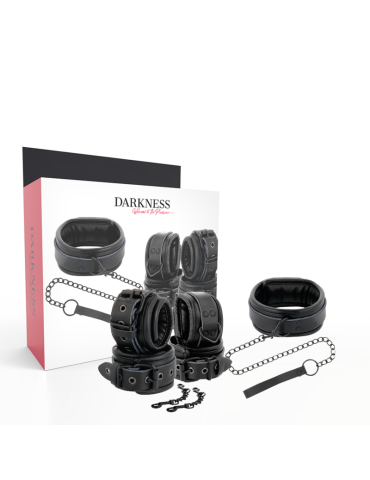 menottes obscurité et collier en cuir noir