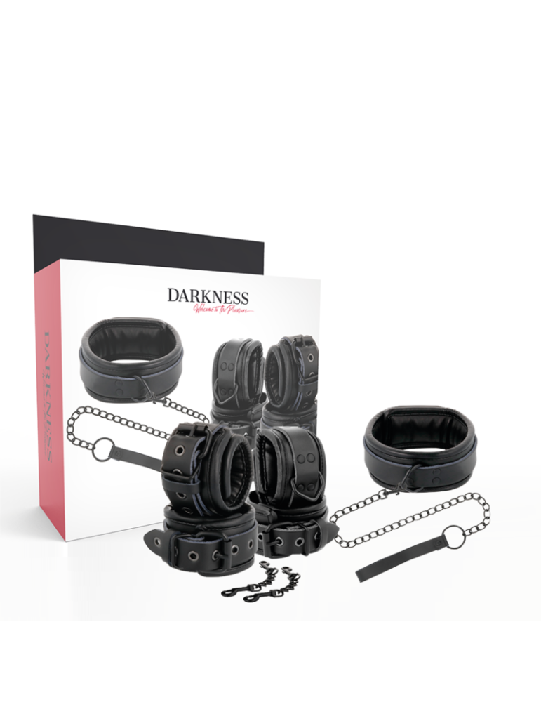 menottes obscurité et collier en cuir noir