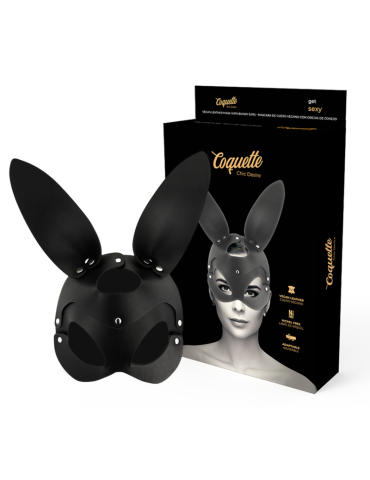 masque coquette en cuir vegan avec oreilles de lapin
