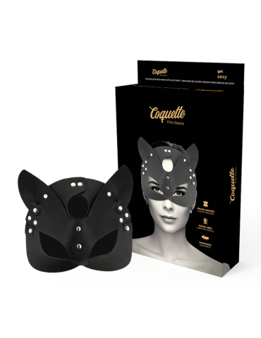 masque coquette en cuir vegan avec oreilles de chat