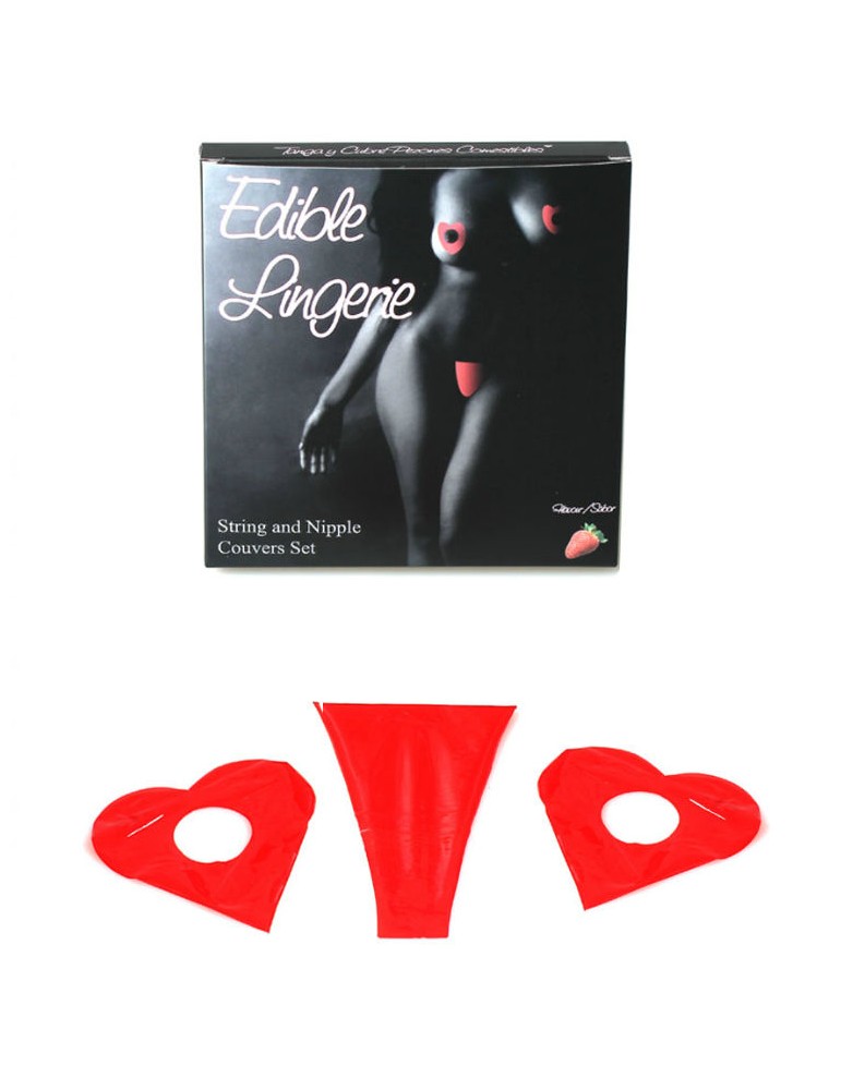 couvre-tétons et tongs comestibles à la fraise