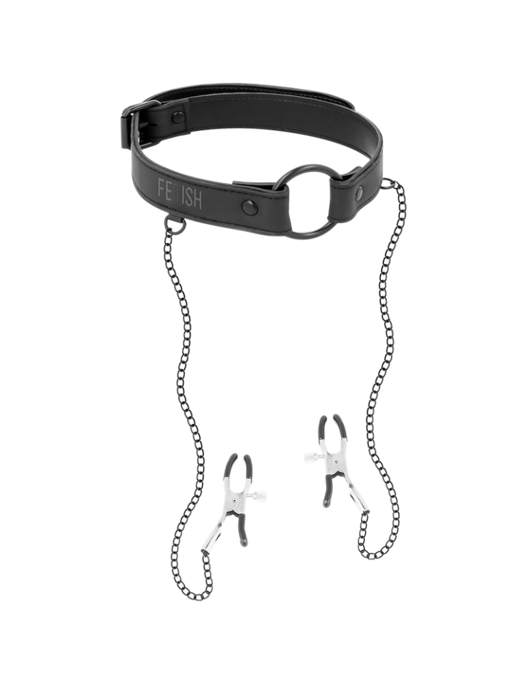 collier de soumission fétiche avec pinces à seins_2