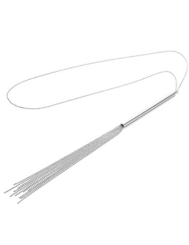 Magnifique collier / fouet chaînes métalliques argentées