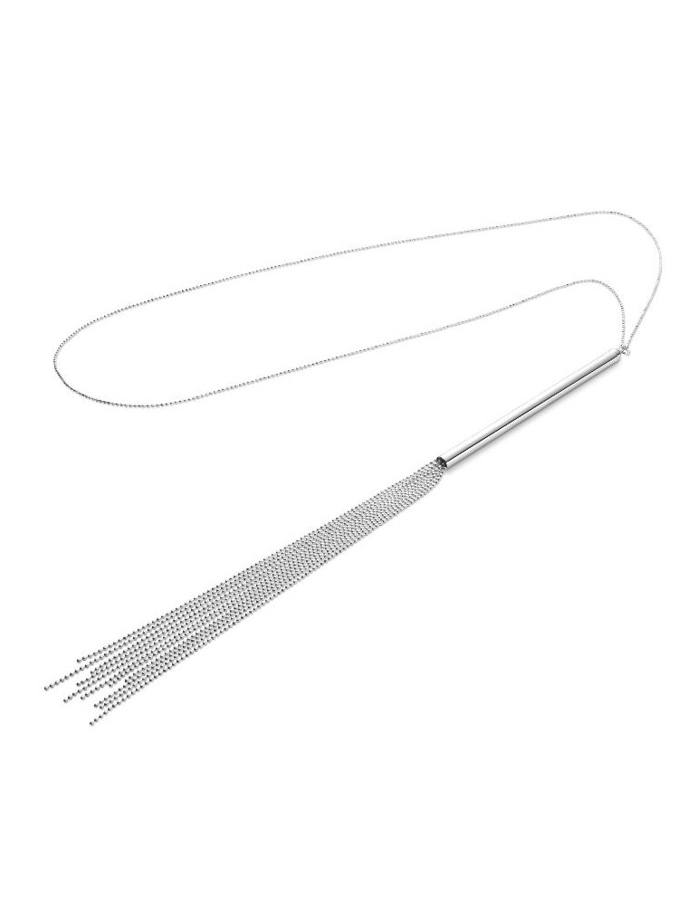 magnifique collier / fouet chaînes métalliques argentées