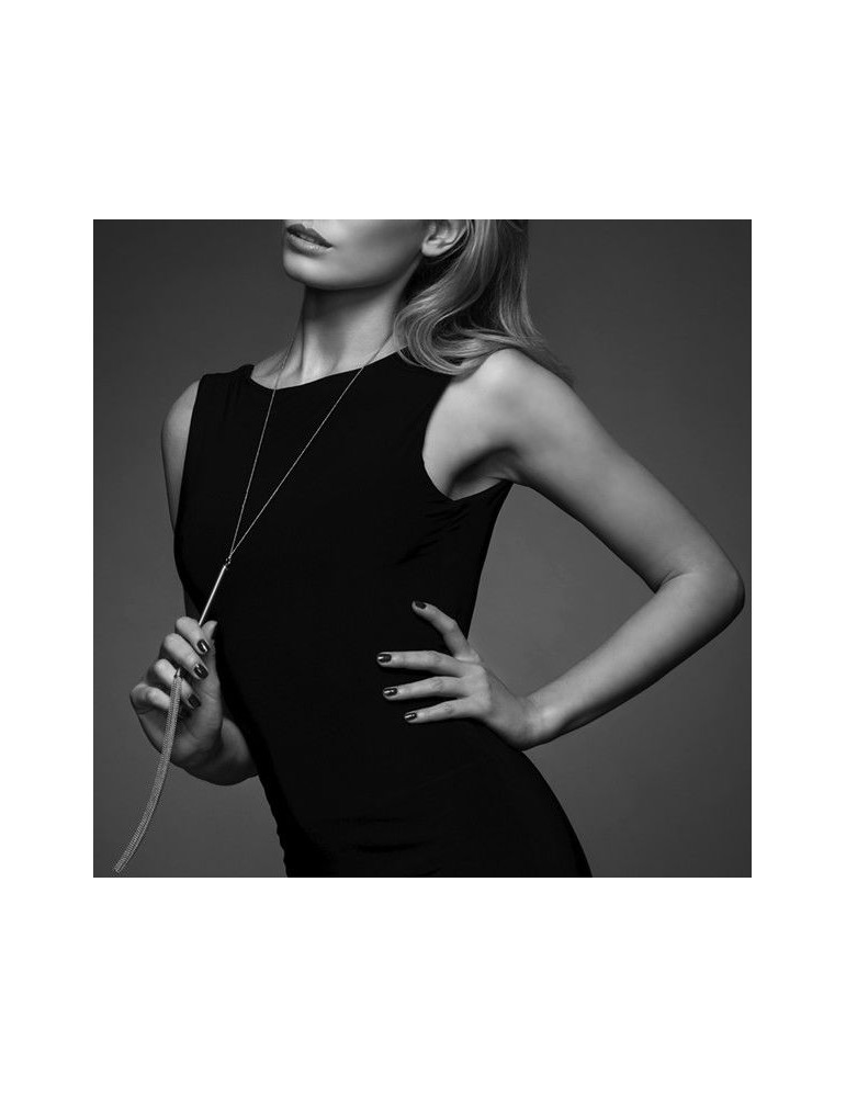 magnifique collier / fouet chaînes métalliques argentées_5