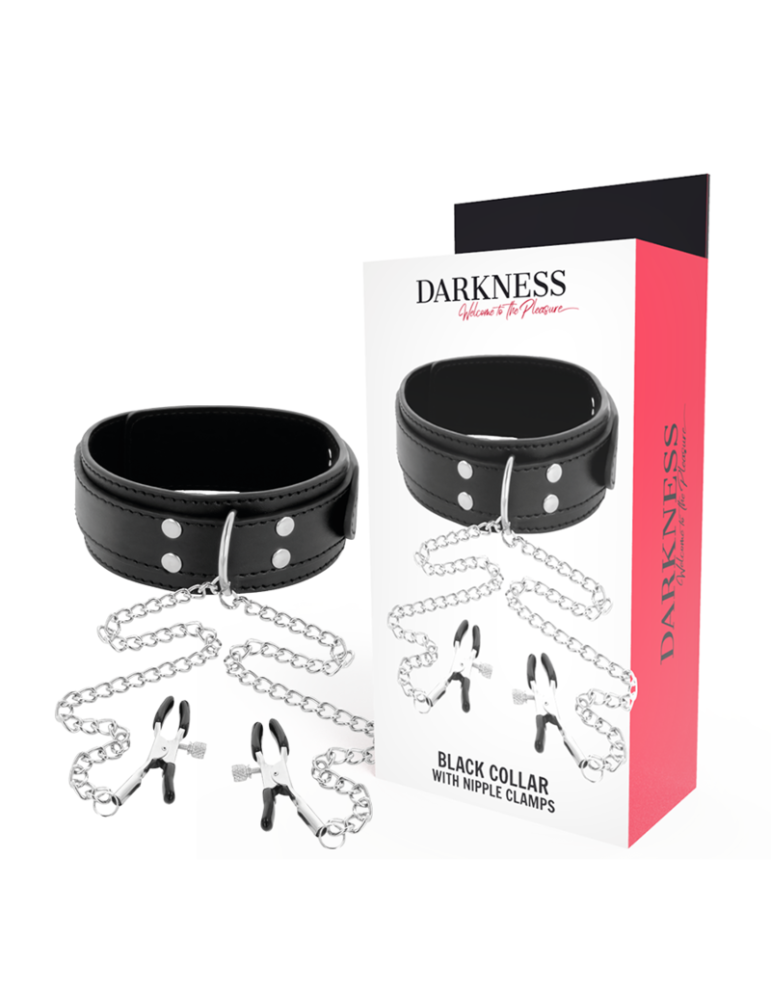 collier obscurité avec pinces à tétons noires