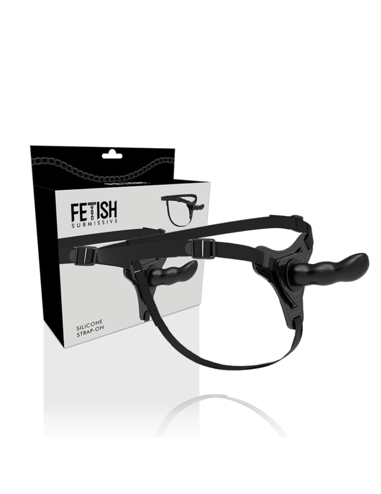 harnais en silicone noir soumis fétiche point g 16cm