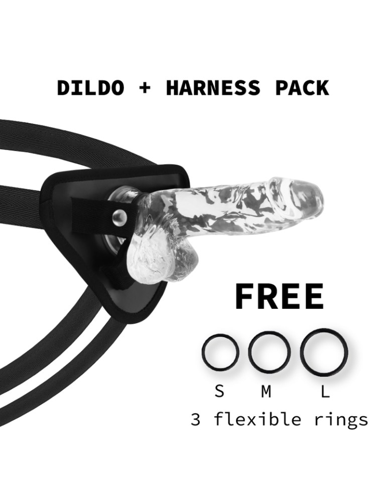 harnais xray + gode réaliste transparent 15,5 cm x 3,5 cm