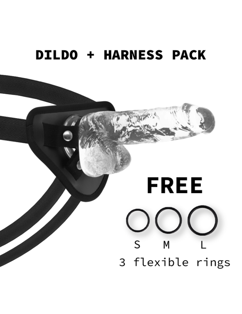 harnais xray + gode réaliste transparent 18,5 cm x 3,8 cm