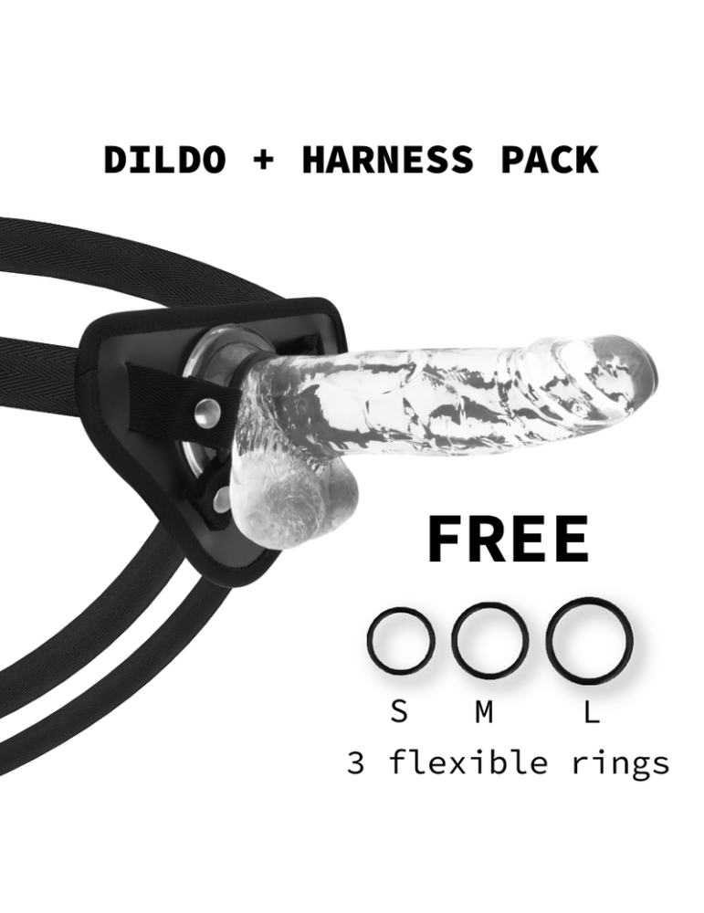 harnais xray + gode réaliste transparent 20cm x 4,5cm