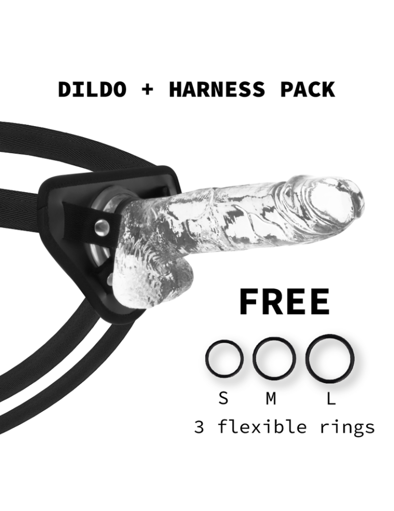 harnais xray + gode réaliste transparent 22cm x 4,6cm