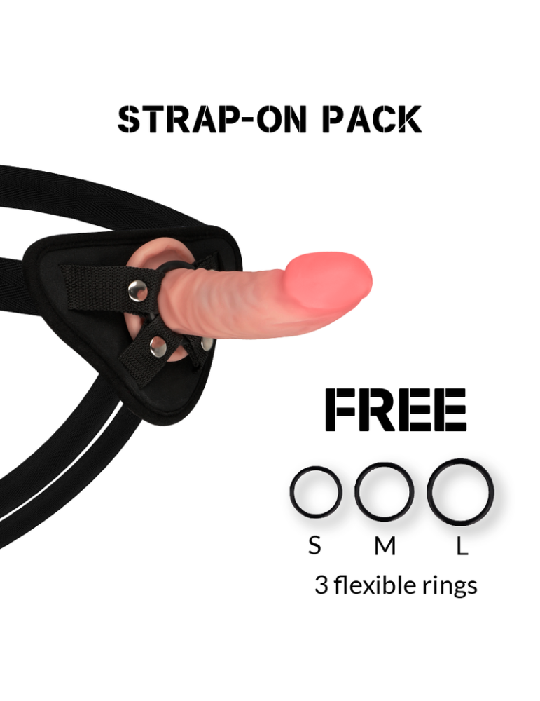 harnais rockarmy + gode réaliste tigre double densité 14cm