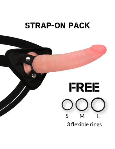 harnais rockarmy + gode réaliste croisé double densité 21,5cm