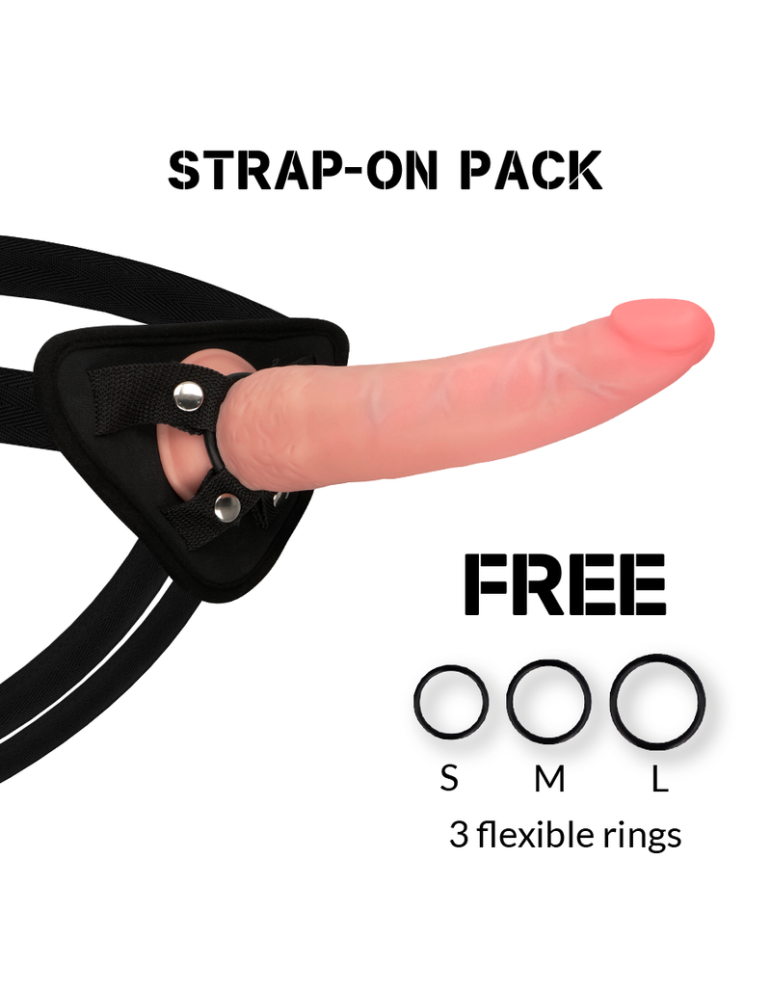 harnais rockarmy + gode réaliste croisé double densité 21,5cm