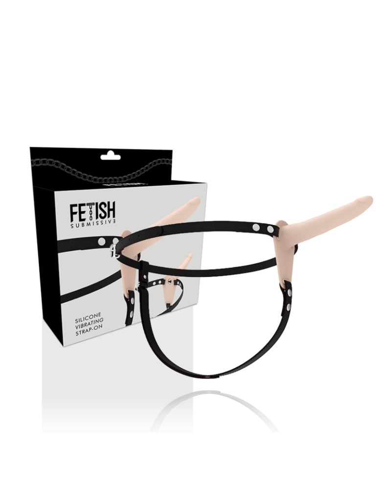 sangle de soumission fétiche sur vibromasseur silicone chair 15cm
