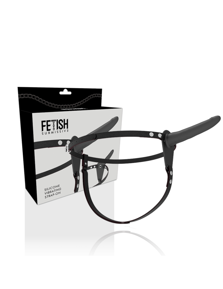 harnais de vibromasseur en silicone noir soumis fétiche 15cm