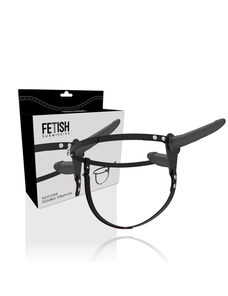 fétichisme soumis gode ceinture sur double pénétration noir