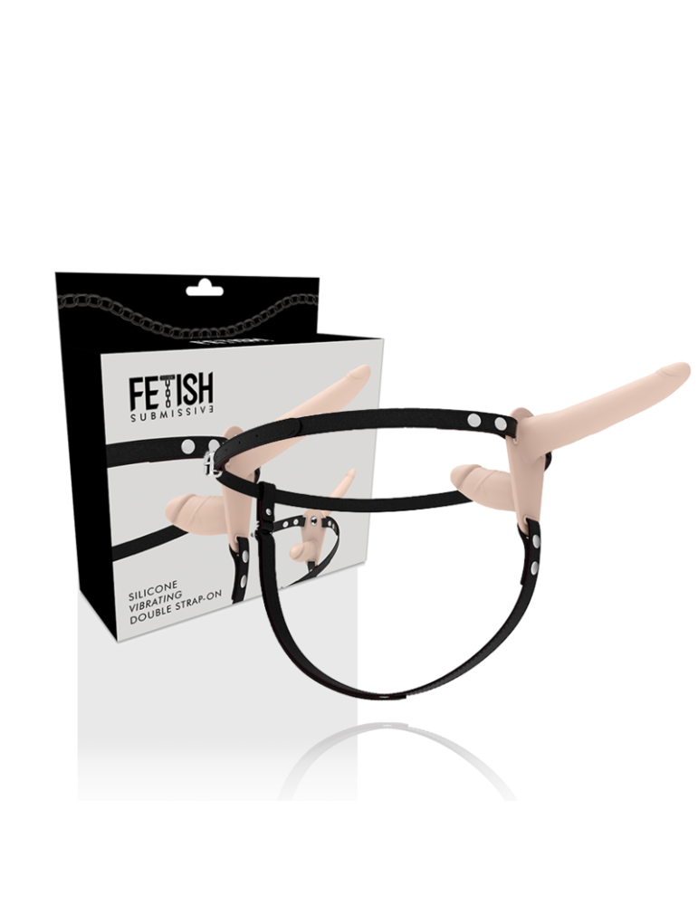 fétiche soumise sangle sur double pénétration vibromasseur chair en haut