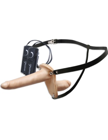 sangle fétiche sur double pénétration avec vibromasseur