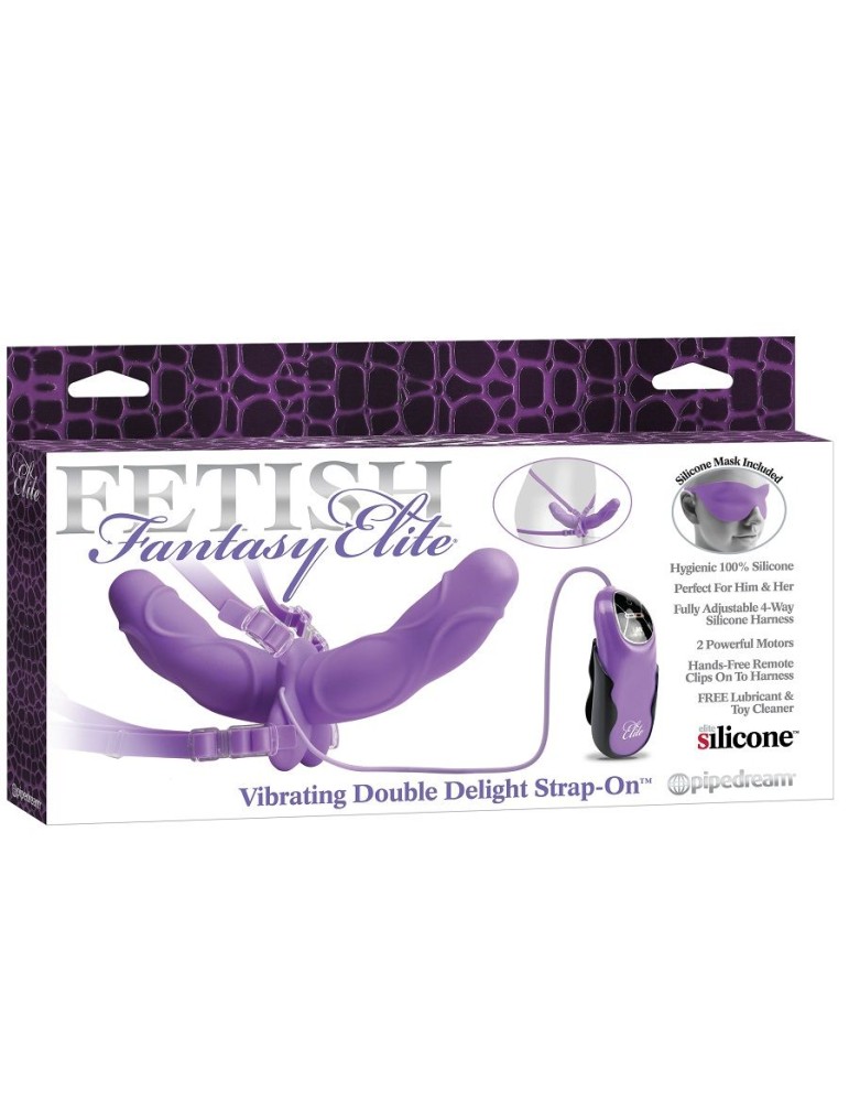 fétiche elite double harnais double vibromasseur violet 11,5 cm